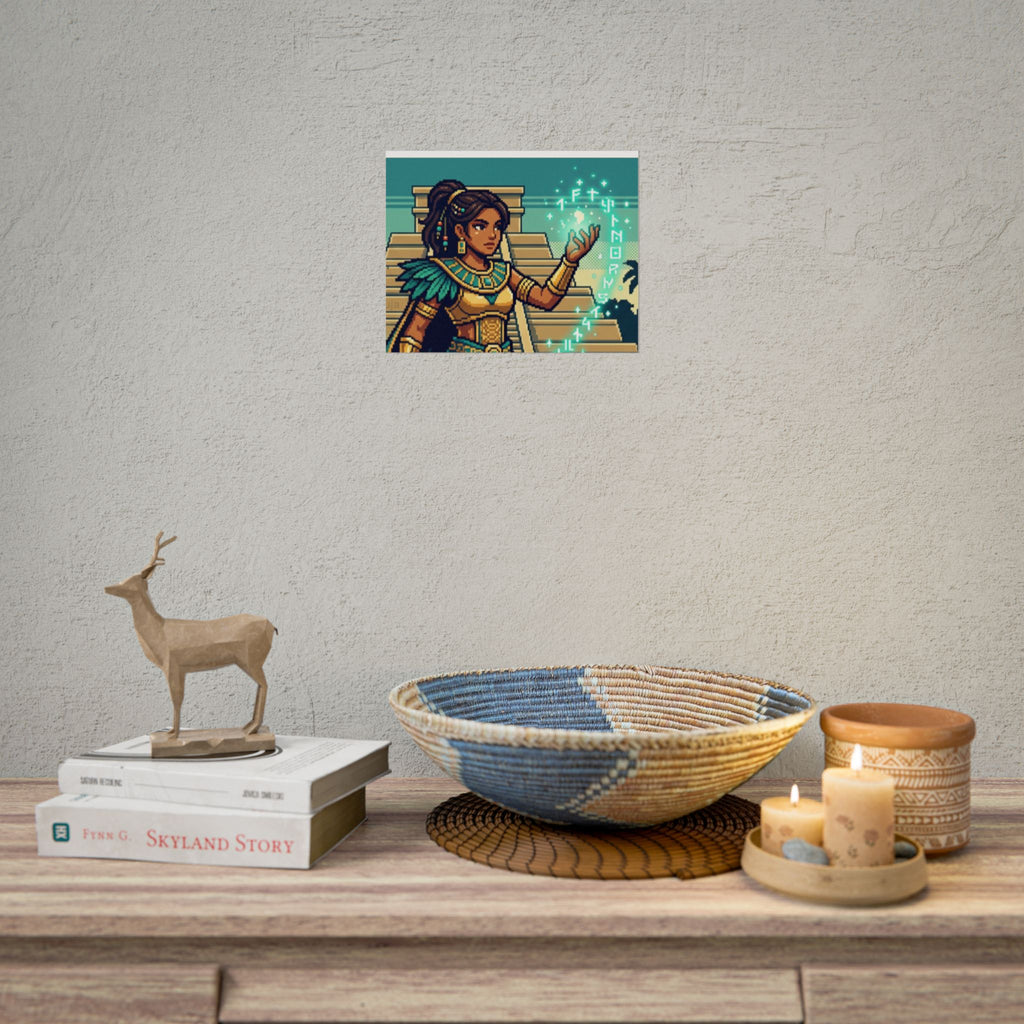 Rolled Poster — Pixel Art Aztec Sorceress Wall Print