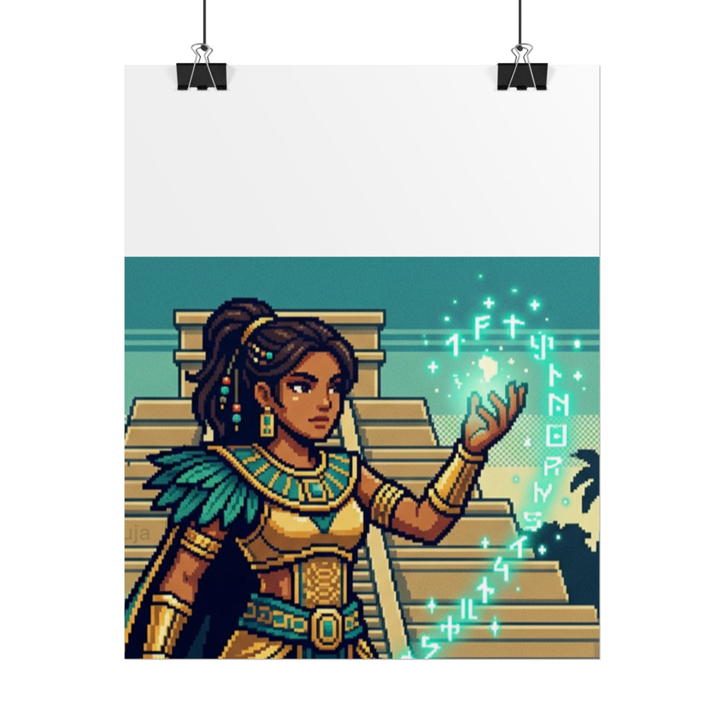 Rolled Poster — Pixel Art Aztec Sorceress Wall Print