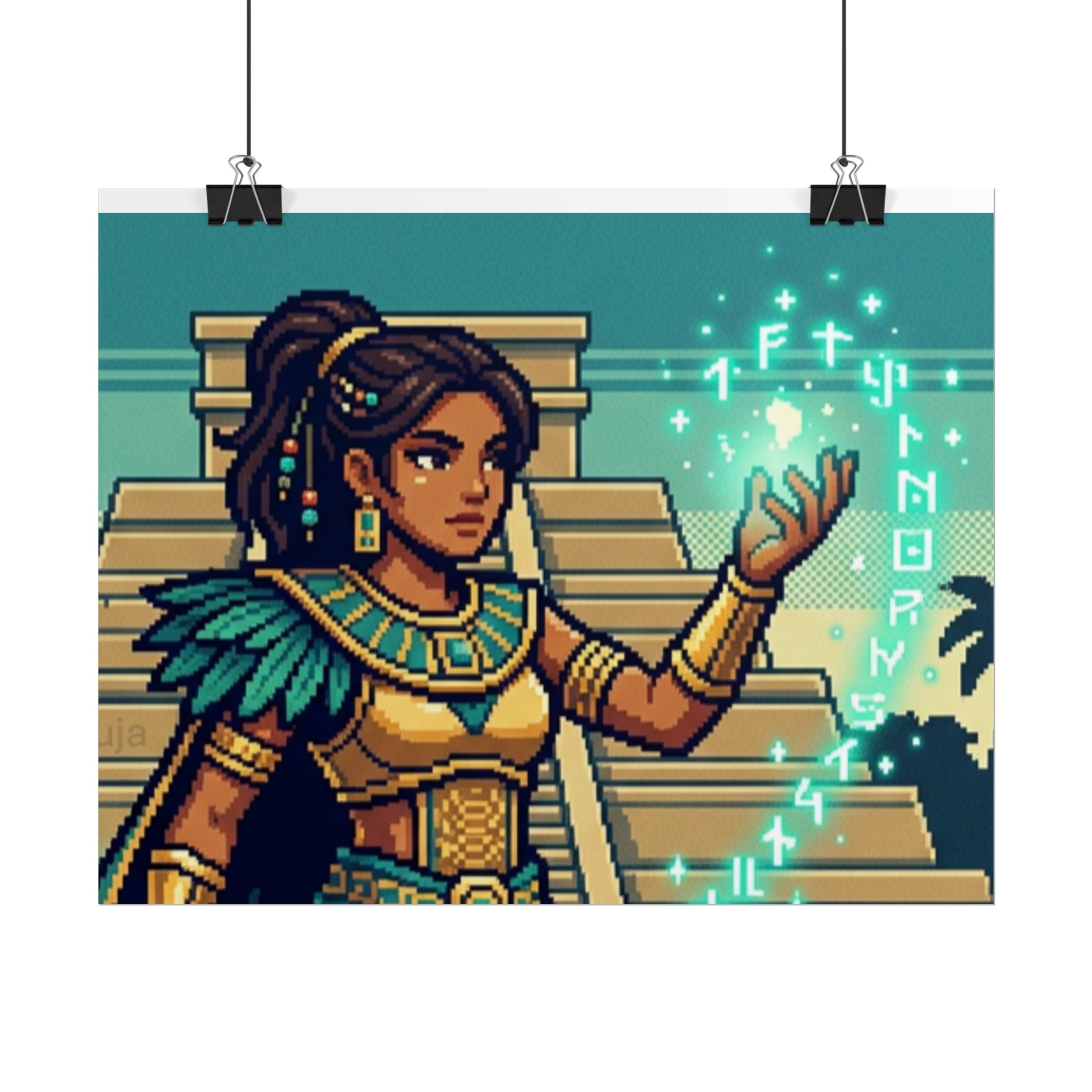 Rolled Poster — Pixel Art Aztec Sorceress Wall Print