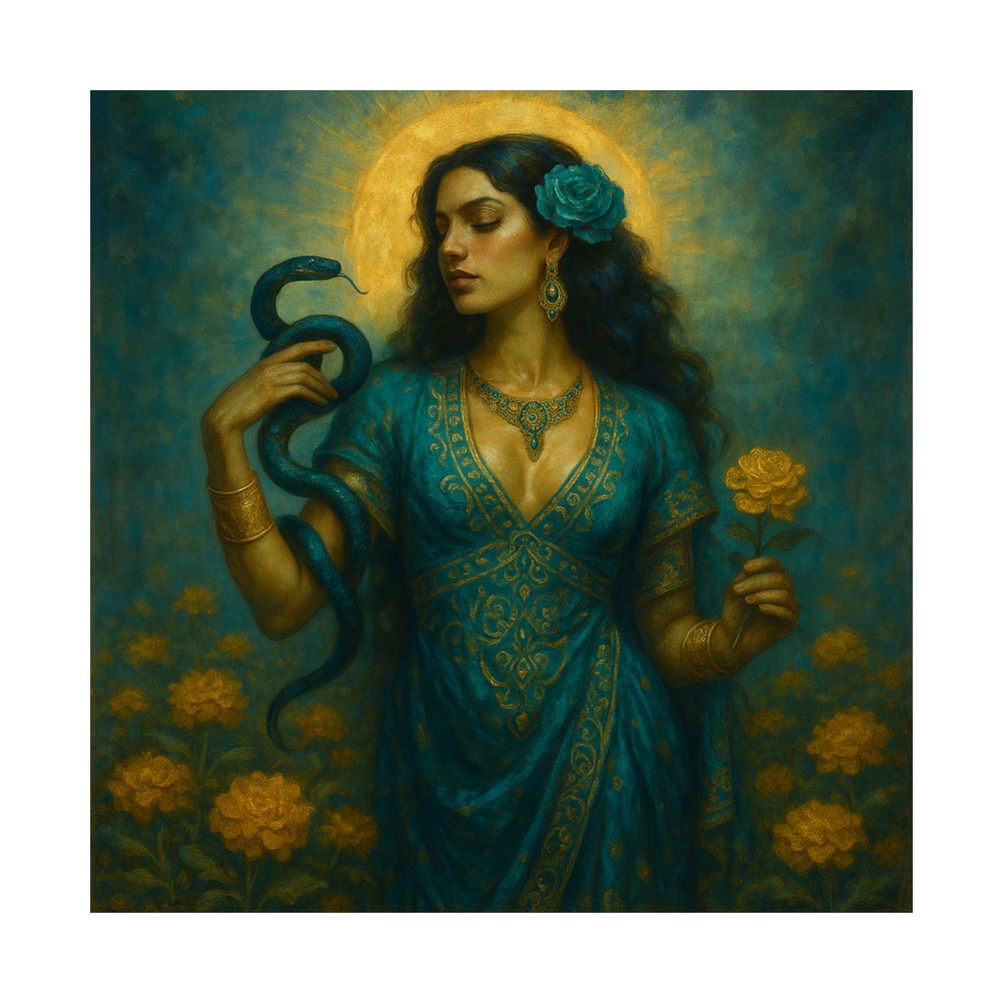 Snake-and-Rose Temptress — Pixel Bruja Art Print