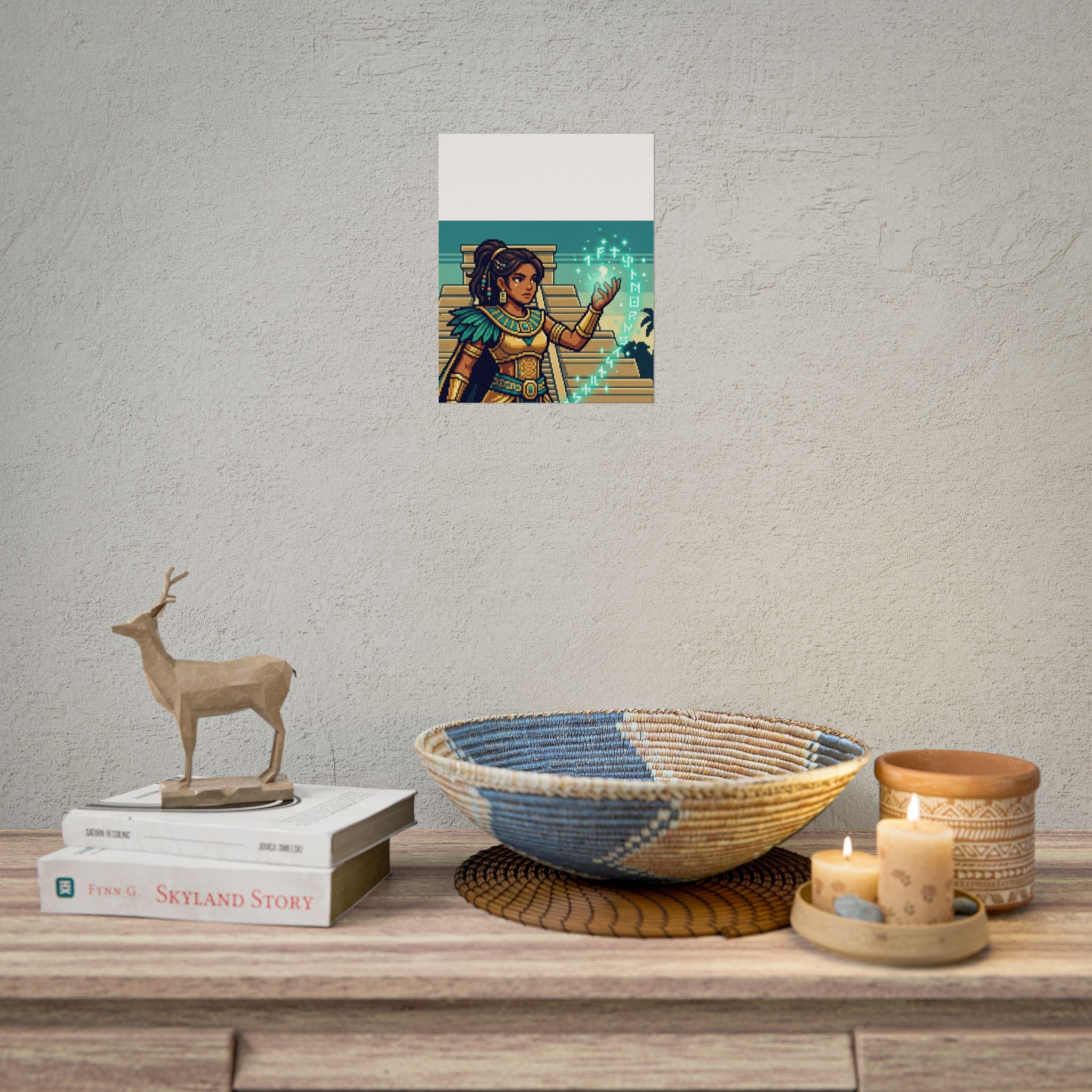 Rolled Poster — Pixel Art Aztec Sorceress Wall Print