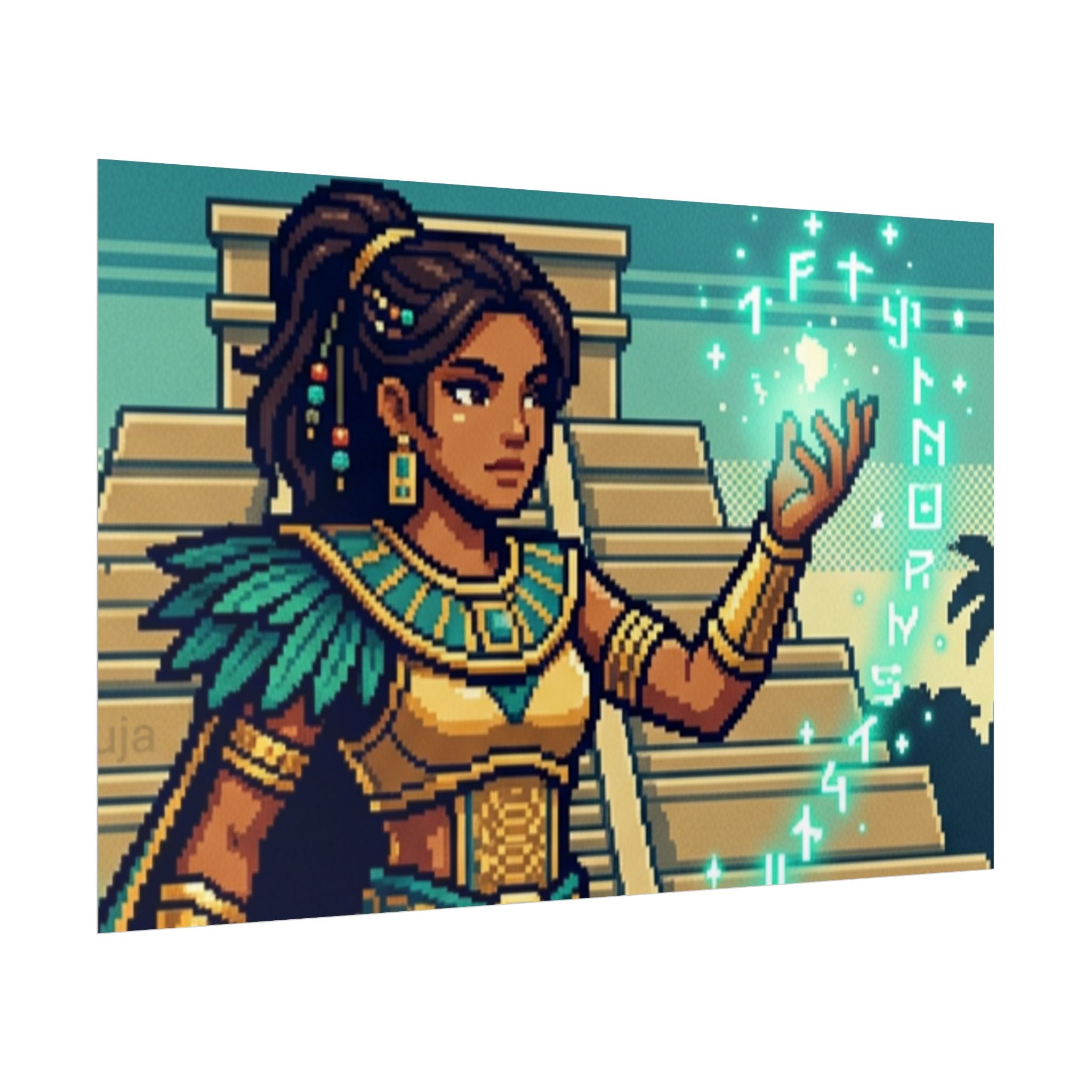 Rolled Poster — Pixel Art Aztec Sorceress Wall Print