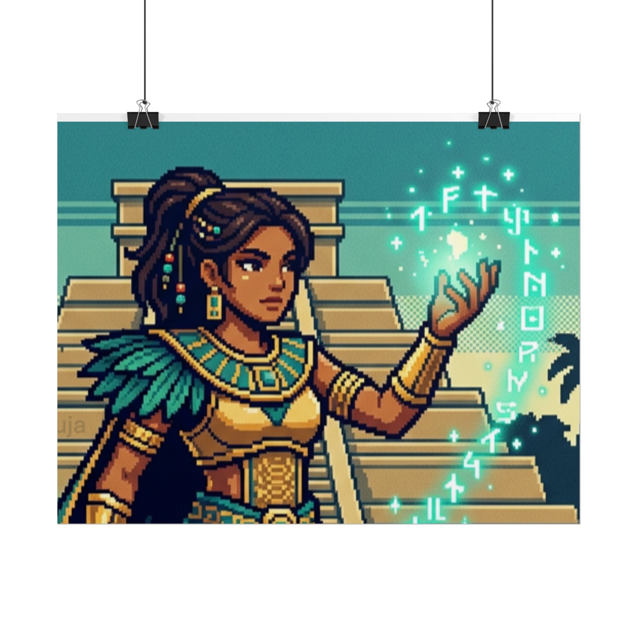 Rolled Poster — Pixel Art Aztec Sorceress Wall Print