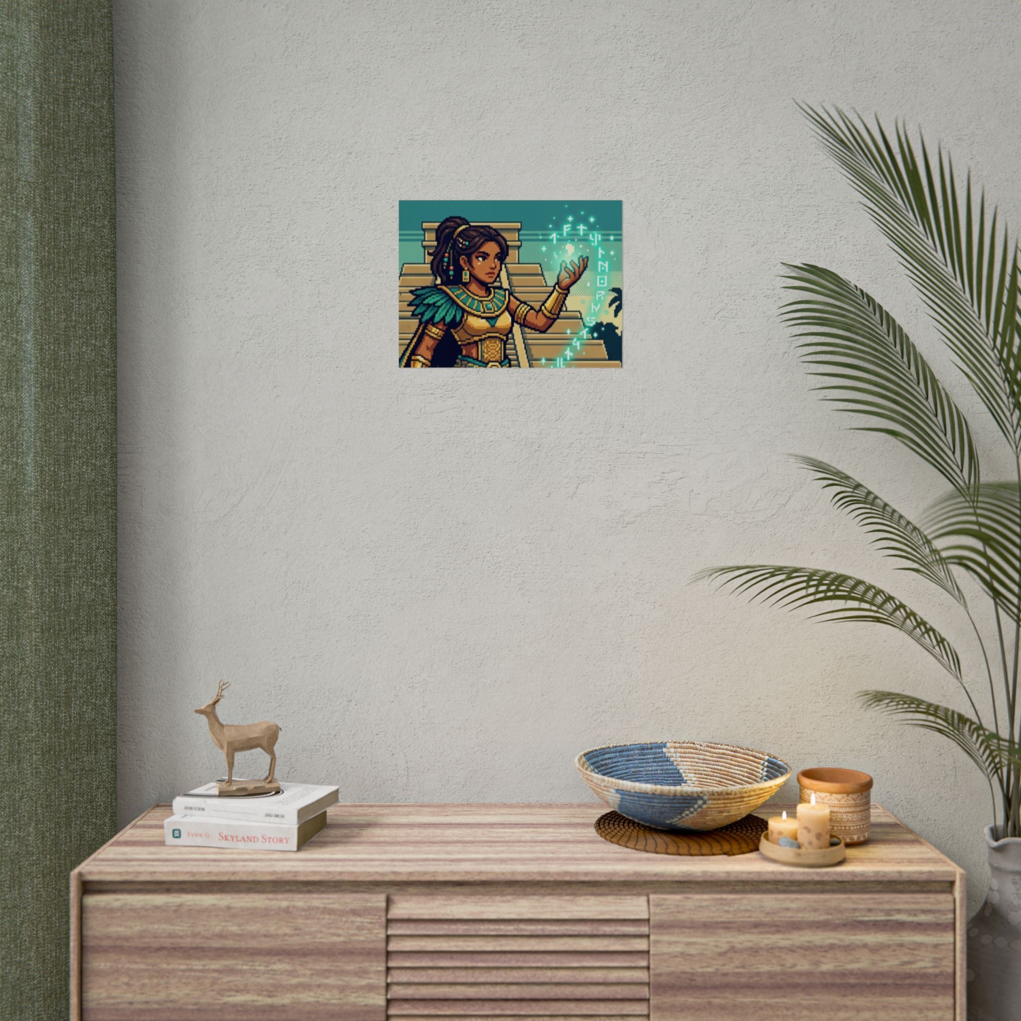 Rolled Poster — Pixel Art Aztec Sorceress Wall Print